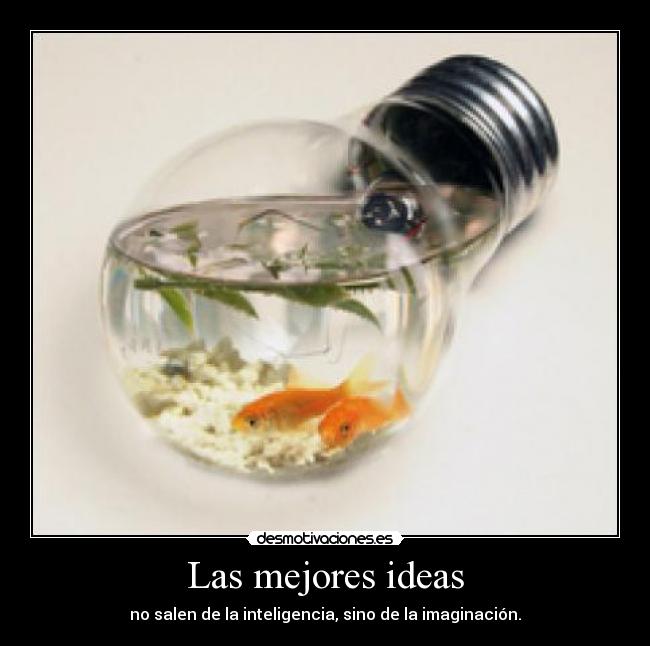 Las mejores ideas - no salen de la inteligencia, sino de la imaginación.