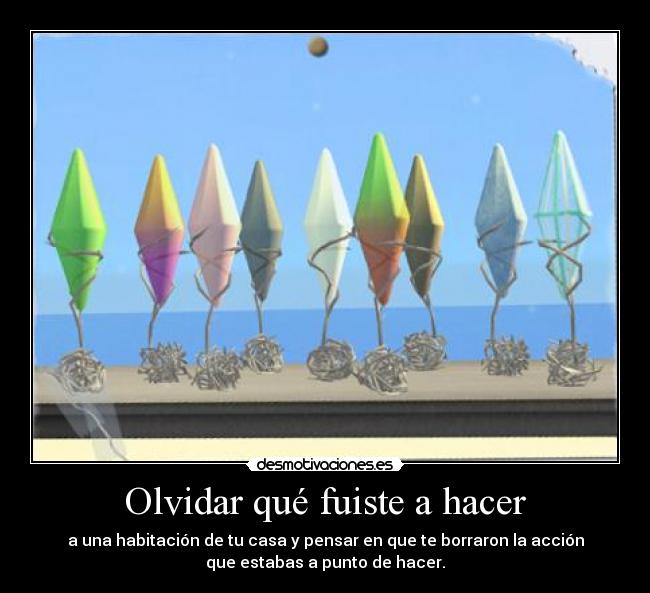 Olvidar qué fuiste a hacer - a una habitación de tu casa y pensar en que te borraron la acción
que estabas a punto de hacer.