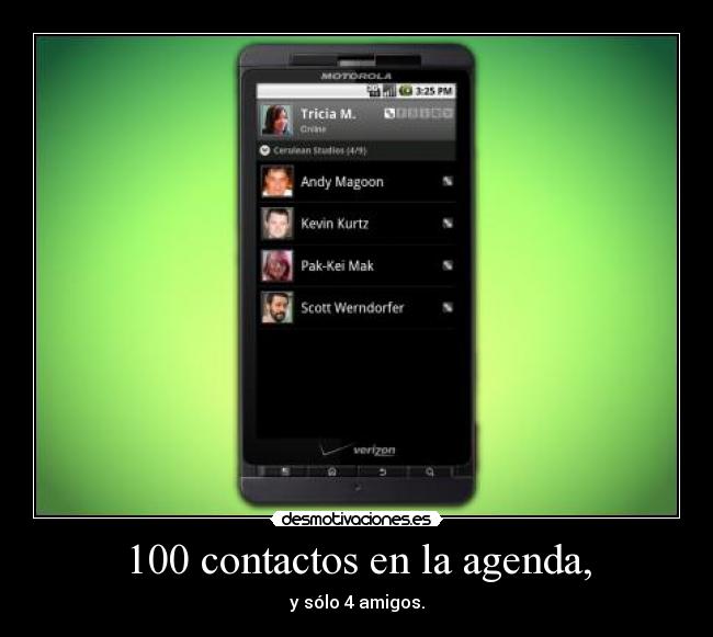 100 contactos en la agenda, - y sólo 4 amigos.