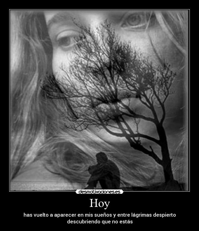 Hoy - has vuelto a aparecer en mis sueños y entre lágrimas despierto
descubriendo que no estás