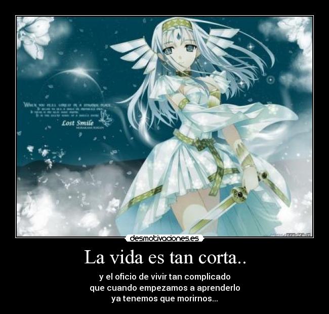 La vida es tan corta.. - y el oficio de vivir tan complicado
que cuando empezamos a aprenderlo
ya tenemos que morirnos...