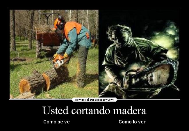 Usted cortando madera - Como se ve                                          Como lo ven