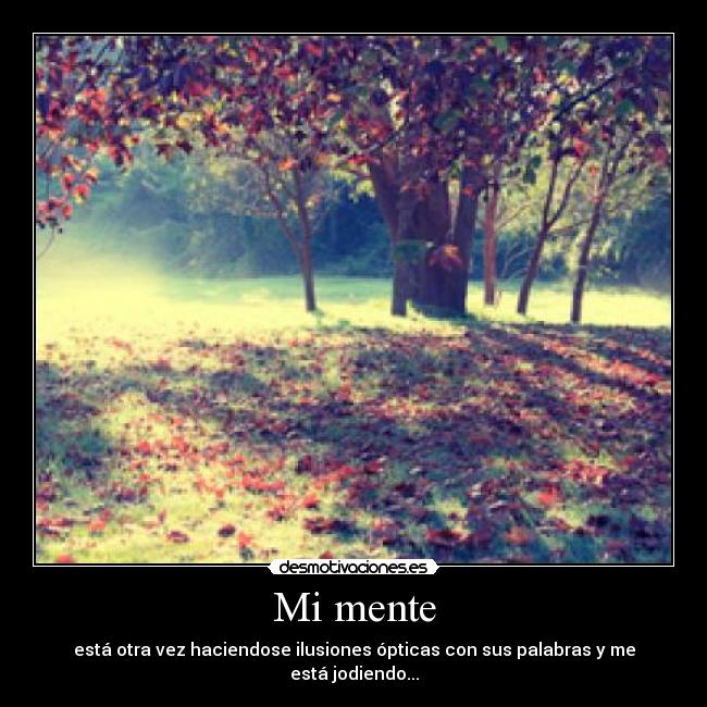Mi mente - está otra vez haciendose ilusiones ópticas con sus palabras y me está jodiendo...