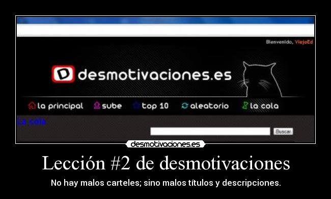 Lección #2 de desmotivaciones - No hay malos carteles; sino malos títulos y descripciones.