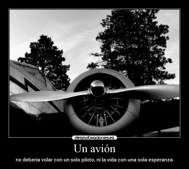 Un avión - no debería volar con un solo piloto, ni la vida con una sola esperanza