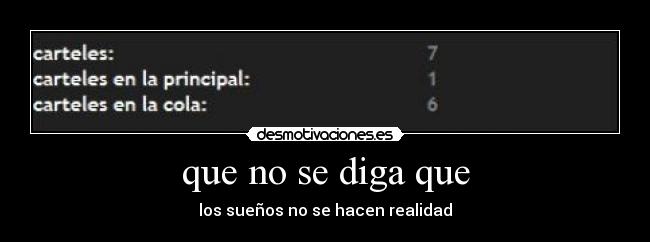 que no se diga que - los sueños no se hacen realidad