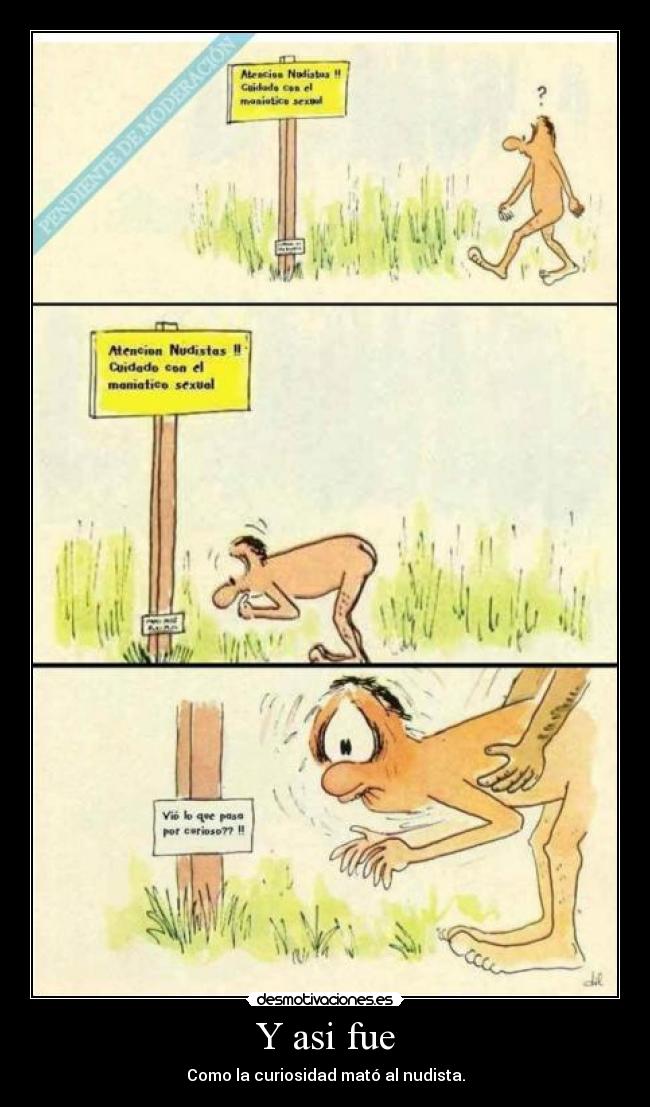 Y asi fue - Como la curiosidad mató al nudista.