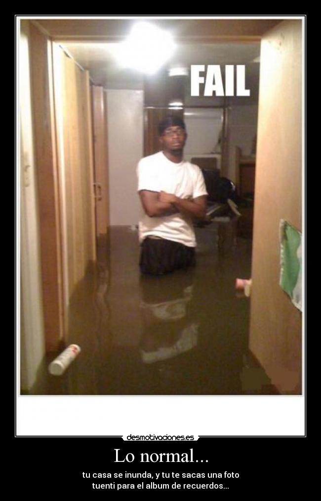 Lo normal... - tu casa se inunda, y tu te sacas una foto
tuenti para el album de recuerdos...