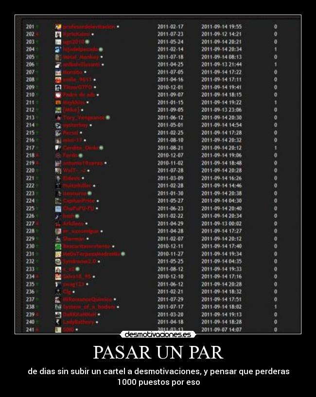 PASAR UN PAR - de dias sin subir un cartel a desmotivaciones, y pensar que perderas
1000 puestos por eso