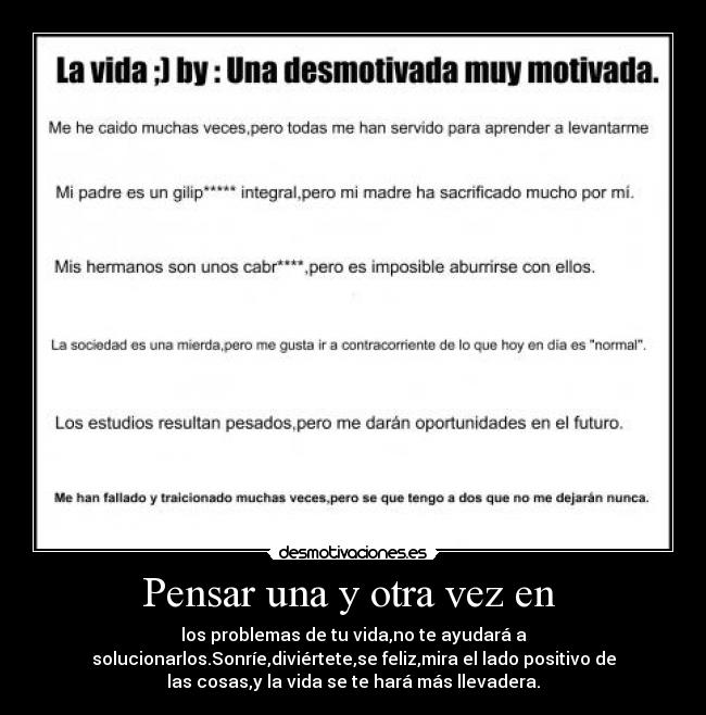 Pensar una y otra vez en  - 