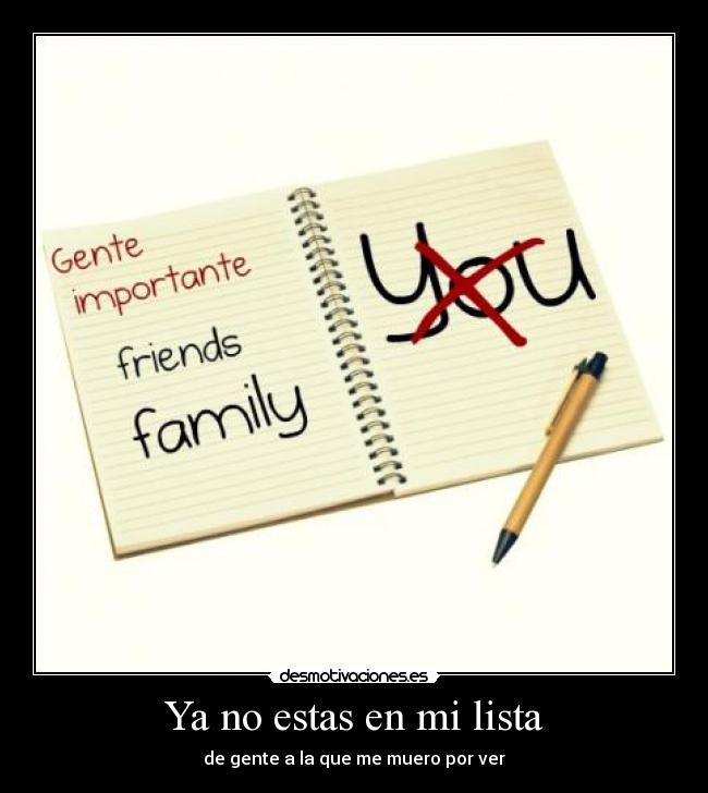 Ya no estas en mi lista - de gente a la que me muero por ver