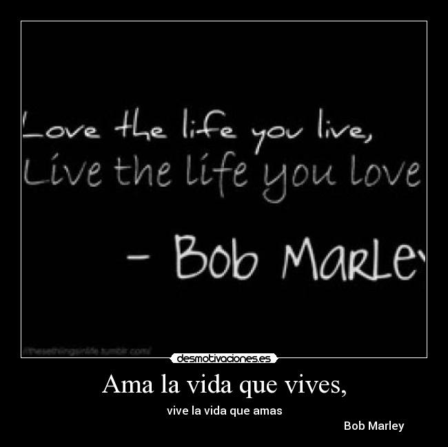 Ama la vida que vives, -