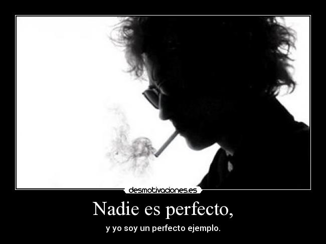 Nadie es perfecto, - y yo soy un perfecto ejemplo.