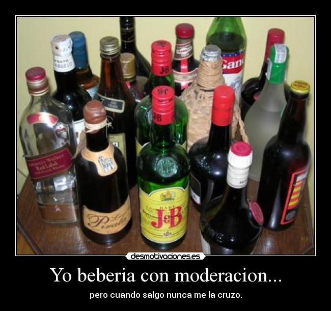 Yo beberia con moderacion... - pero cuando salgo nunca me la cruzo.