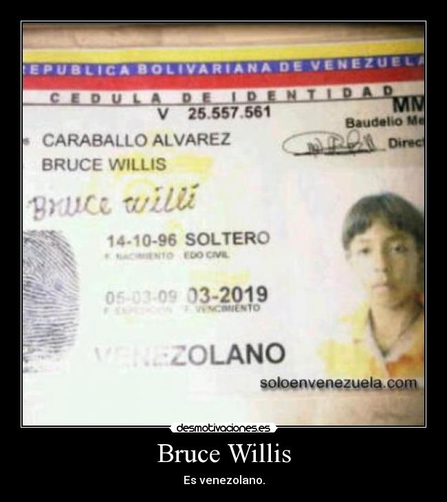 Bruce Willis - Es venezolano.