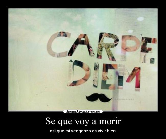 Se que voy a morir - asi que mi venganza es vivir bien.