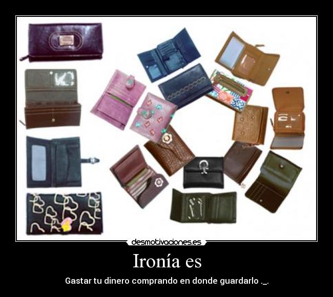 IronÃa es - Gastar tu dinero comprando en donde guardarlo ._.