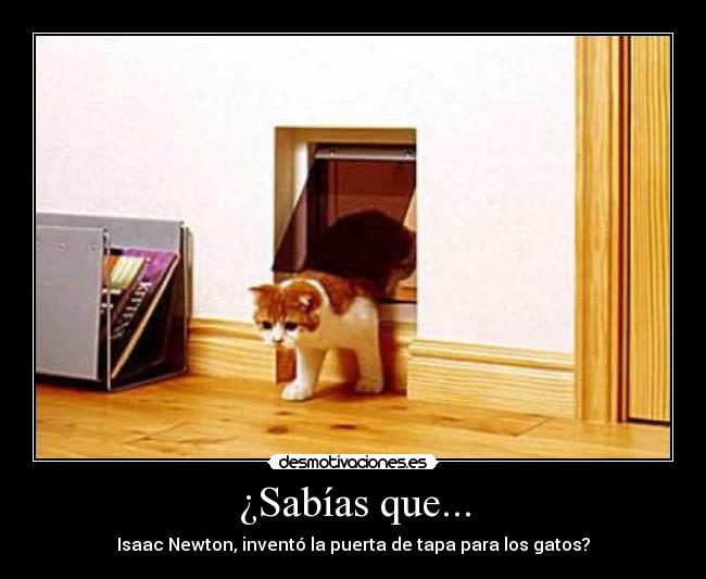 ¿Sabías que... - Isaac Newton, inventó la puerta de tapa para los gatos?