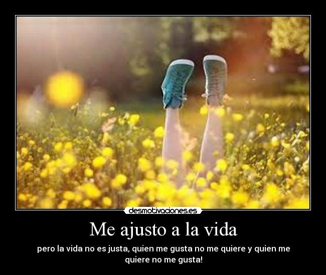 Me ajusto a la vida - pero la vida no es justa, quien me gusta no me quiere y quien me quiere no me gusta!