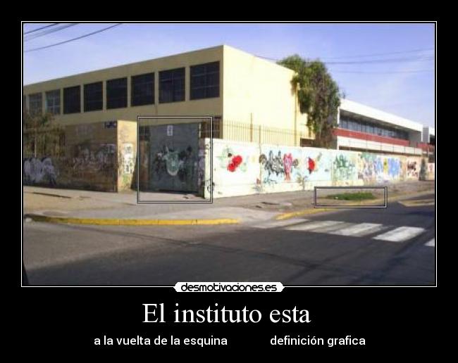 El instituto esta - a la vuelta de la esquina definición grafica
