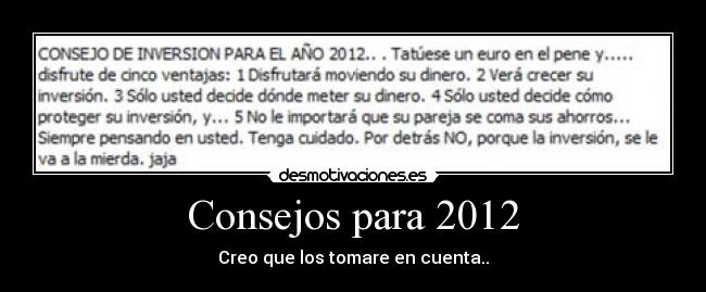 Consejos para 2012 - Creo que los tomare en cuenta..