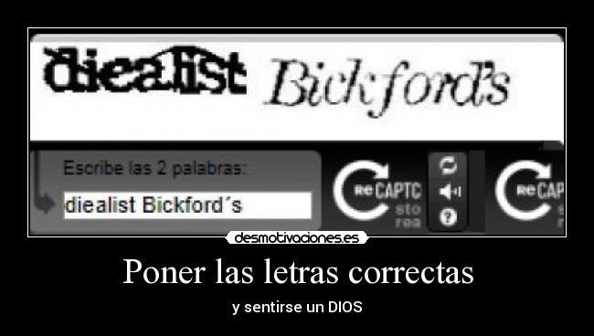 Poner las letras correctas - y sentirse un DIOS
