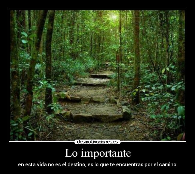 Lo importante - en esta vida no es el destino, es lo que te encuentras por el camino.