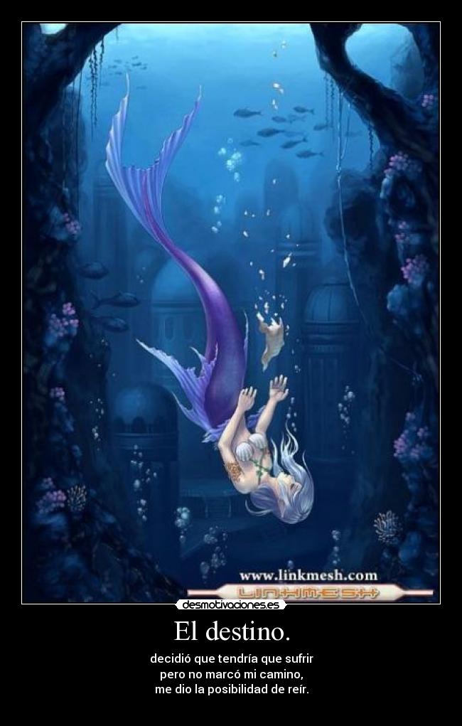 carteles destino destino reir sufrir sirena agua chicaskater desmotivaciones