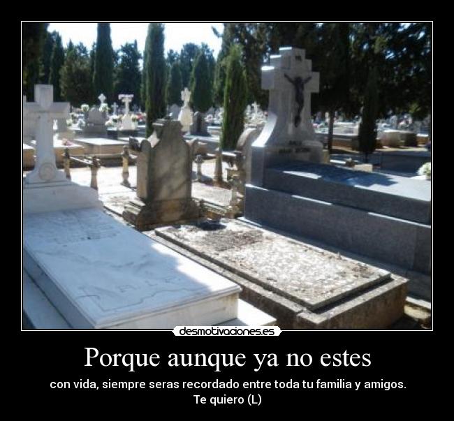 Porque aunque ya no estes - con vida, siempre seras recordado entre toda tu familia y amigos.
Te quiero (L)