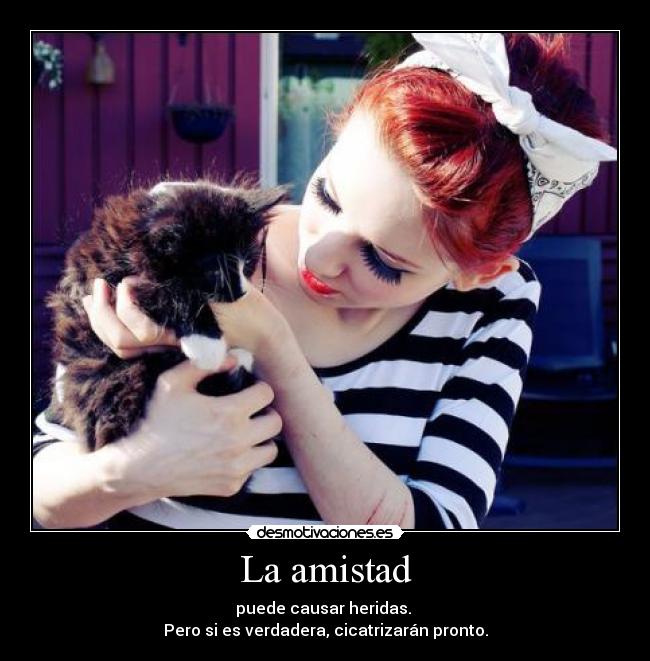 La amistad - puede causar heridas.
Pero si es verdadera, cicatrizarán pronto.