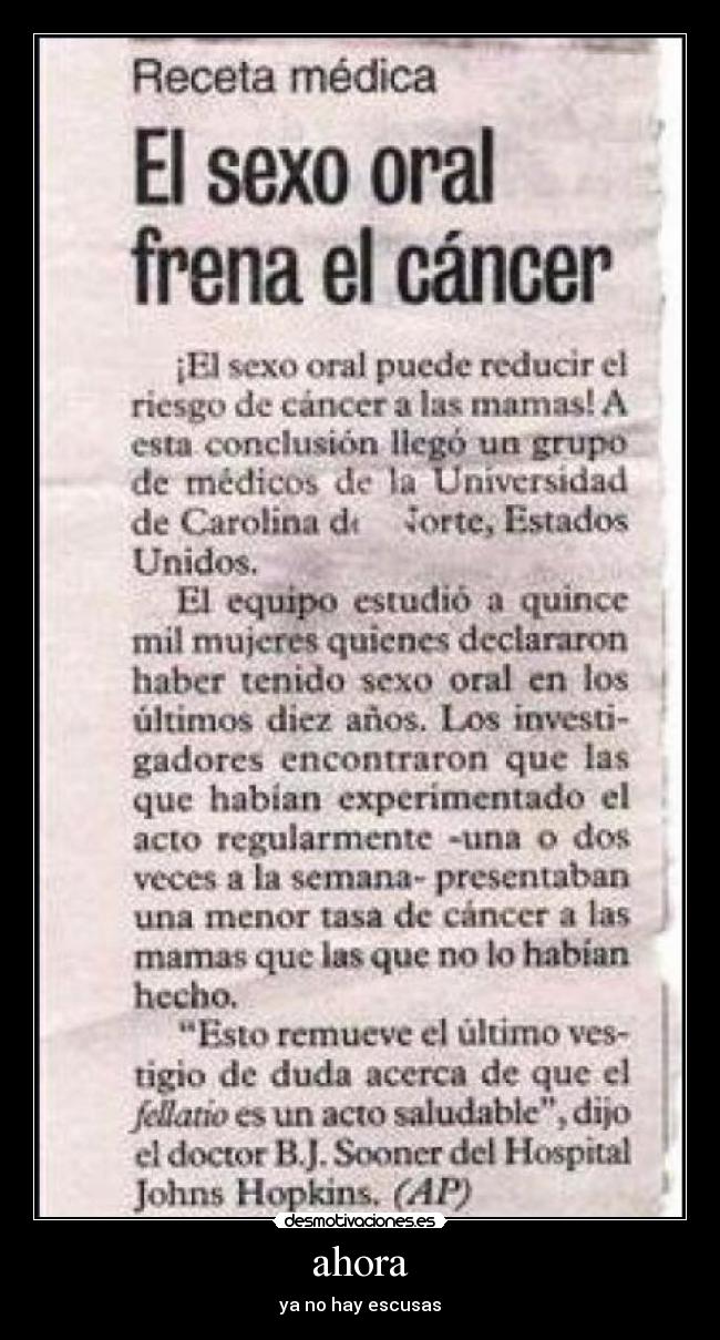 ahora - ya no hay escusas