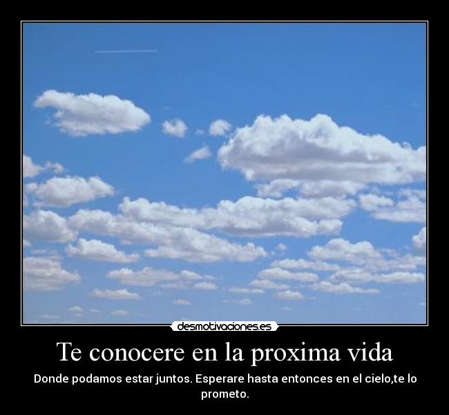 Te conocere en la proxima vida - Donde podamos estar juntos. Esperare hasta entonces en el cielo,te lo prometo.