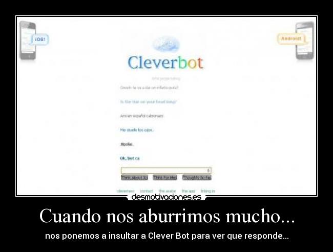 Cuando nos aburrimos mucho... - nos ponemos a insultar a Clever Bot para ver que responde...