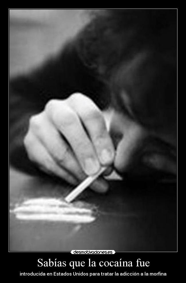 Sabías que la cocaína fue - introducida en Estados Unidos para tratar la adicción a la morfina