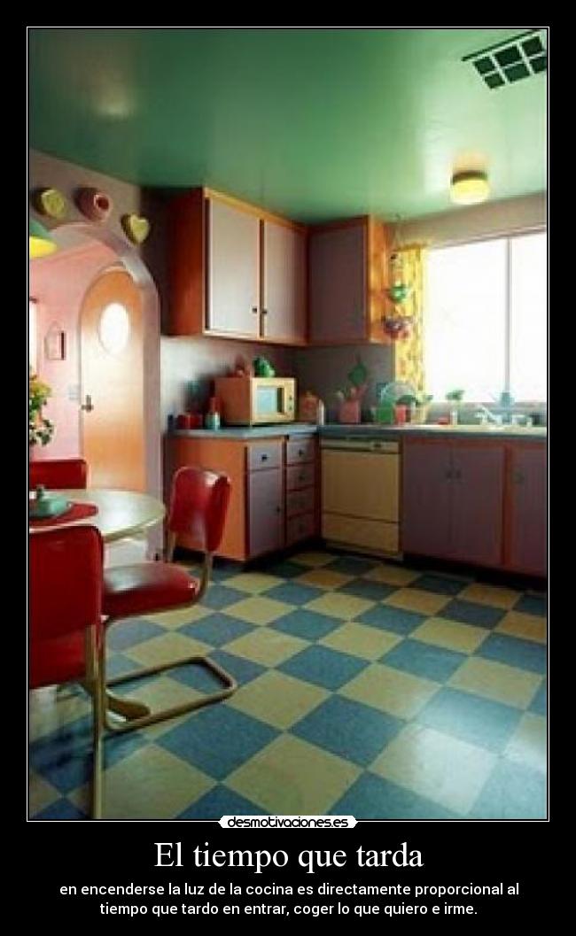 El tiempo que tarda - en encenderse la luz de la cocina es directamente proporcional al
tiempo que tardo en entrar, coger lo que quiero e irme.