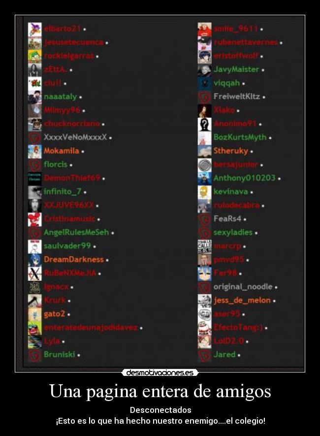 Una pagina entera de amigos - 
