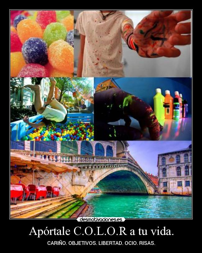 Apórtale C.O.L.O.R a tu vida. - CARIÑO. OBJETIVOS. LIBERTAD. OCIO. RISAS.