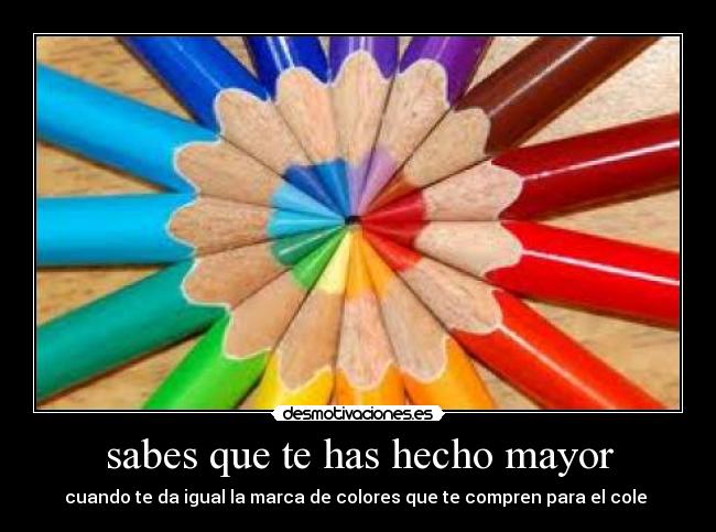 sabes que te has hecho mayor - cuando te da igual la marca de colores que te compren para el cole