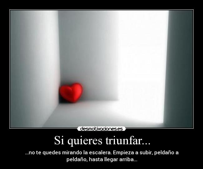 Si quieres triunfar... - ...no te quedes mirando la escalera. Empieza a subir, peldaño a
peldaño, hasta llegar arriba...