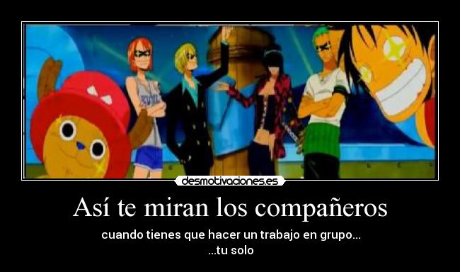 Así te miran los compañeros - cuando tienes que hacer un trabajo en grupo...
...tu solo