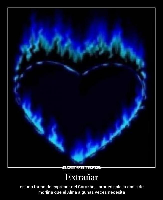 Extrañar - es una forma de expresar del Corazón, llorar es solo la dosis de
morfina que el Alma algunas veces necesita