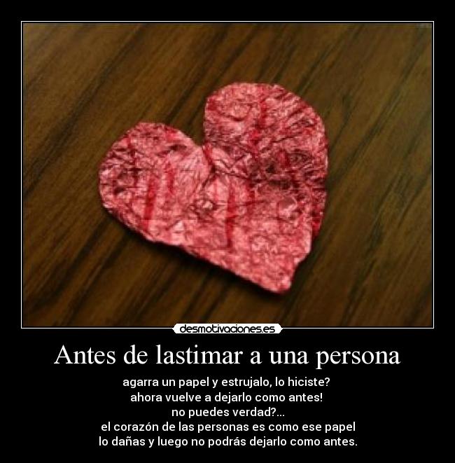 Antes de lastimar a una persona -