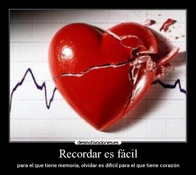 Recordar es fácil - para el que tiene memoria, olvidar es difícil para el que tiene corazón