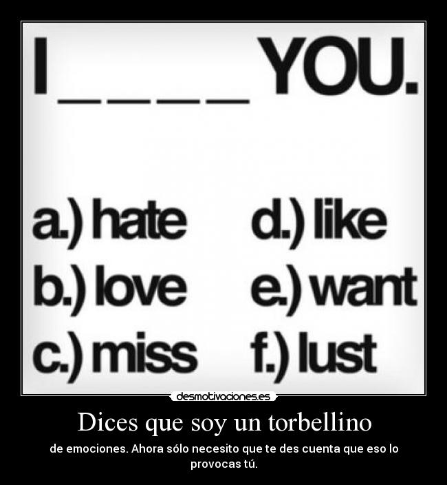Dices que soy un torbellino - de emociones. Ahora sólo necesito que te des cuenta que eso lo provocas tú.