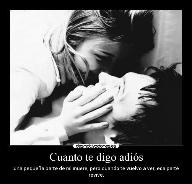 Cuanto te digo adiós - una pequeña parte de mi muere, pero cuando te vuelvo a ver, esa parte revive.