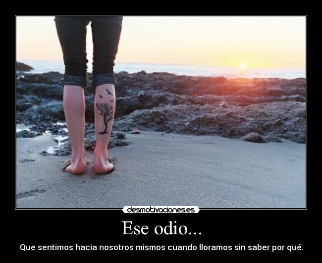Ese odio... - Que sentimos hacia nosotros mismos cuando lloramos sin saber por qué.