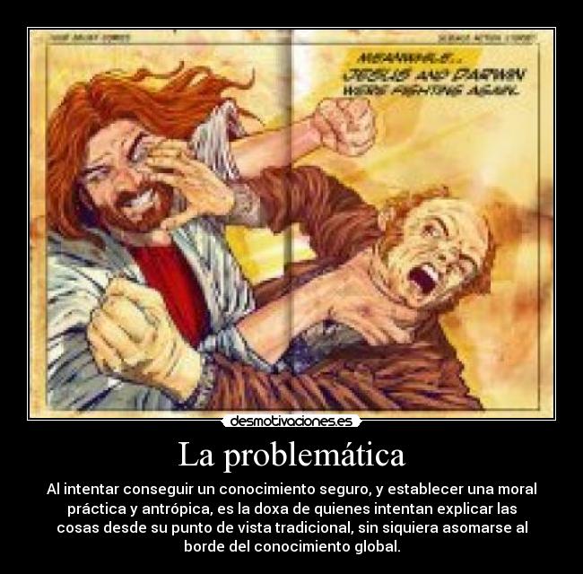 carteles jesus and darwin fighting while tray find the truth desmotivaciones