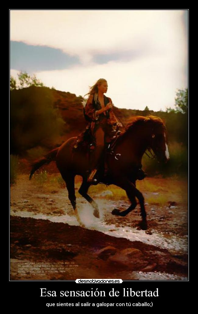 Esa sensación de libertad - que sientes al salir a galopar con tú caballo;)