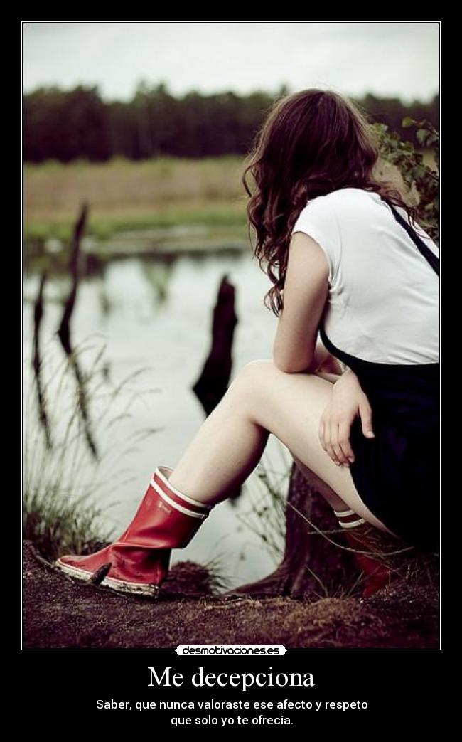 Me decepciona - Saber, que nunca valoraste ese afecto y respeto
que solo yo te ofrecía.