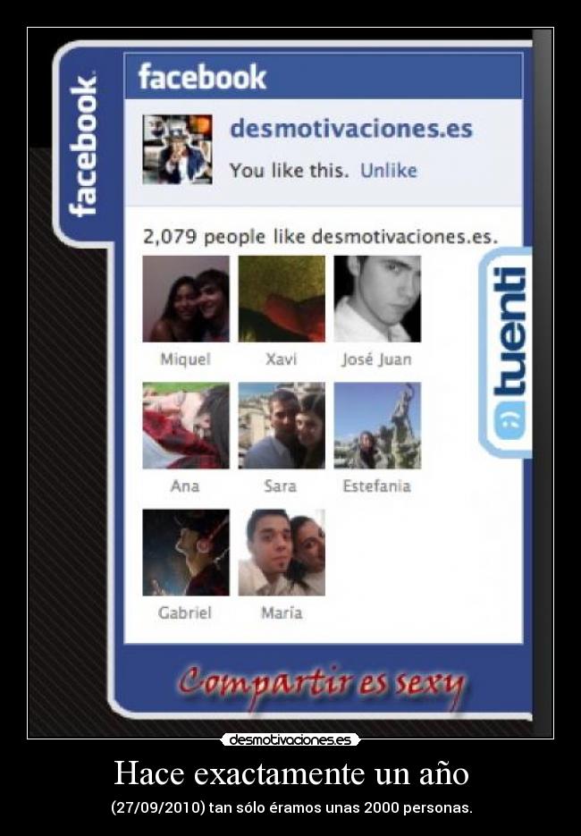 Hace exactamente un año - (27/09/2010) tan sólo éramos unas 2000 personas.